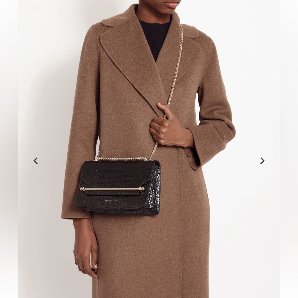 Like new Strathberry East/West Black Croc-Embossed Crossbody with Gold Chain - Picture 6 of 15